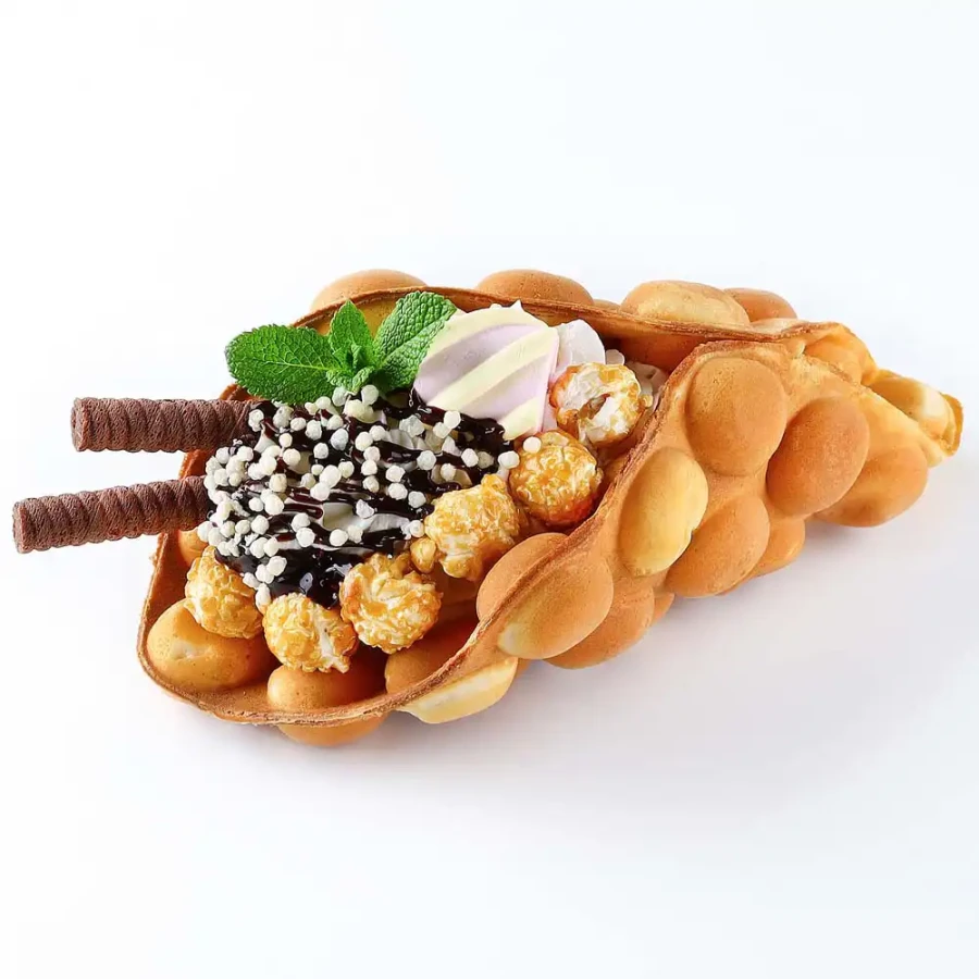 Hong Kong waffle with caramel popcorn