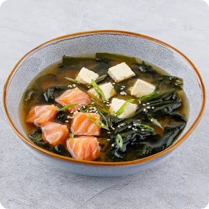 Miso soup with salmon