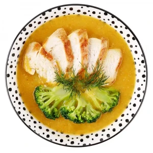 Cream soup with chicken and broccoli